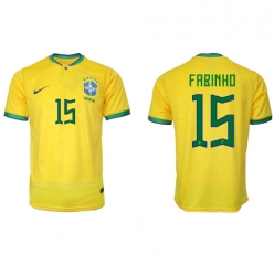 Strój piłkarski Brazylia Fabinho #15 Koszulka Podstawowej MŚ 2022 Krótki Rękaw
