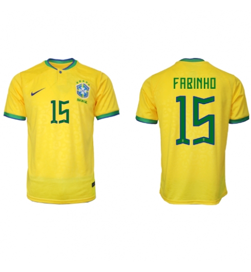 Strój piłkarski Brazylia Fabinho #15 Koszulka Podstawowej MŚ 2022 Krótki Rękaw