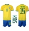 Strój piłkarski Brazylia Fabinho #15 Koszulka Podstawowej dziecięce MŚ 2022 Krótki Rękaw (+ Krótkie spodenki)
