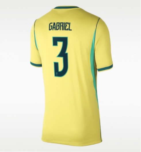 Strój piłkarski Brazylia Gabriel Magalhaes #3 Koszulka Podstawowej damskie MŚ 2026 Krótki Rękaw Strój piłkarski Brazylia Gabriel Magalhaes #3 Koszulka Podstawowej damskie MŚ 2026 Krótki Rękaw