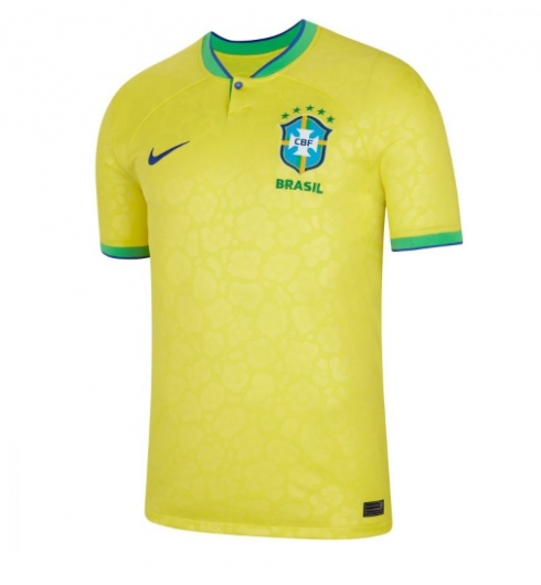 Strój piłkarski Brazylia Koszulka Podstawowej MŚ 2022 Krótki Rękaw