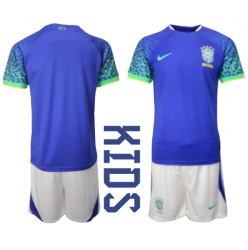 Strój piłkarski Brazylia Koszulka Wyjazdowej dziecięce MŚ 2022 Krótki Rękaw (+ Krótkie spodenki)