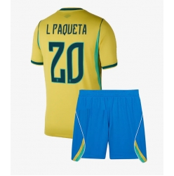 Strój piłkarski Brazylia Lucas Paqueta #20 Koszulka Podstawowej dziecięce MŚ 2026 Krótki Rękaw (+ Krótkie spodenki)