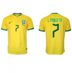 Strój piłkarski Brazylia Lucas Paqueta #7 Koszulka Podstawowej MŚ 2022 Krótki Rękaw