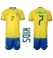 Strój piłkarski Brazylia Lucas Paqueta #7 Koszulka Podstawowej dziecięce MŚ 2022 Krótki Rękaw (+ Krótkie spodenki)