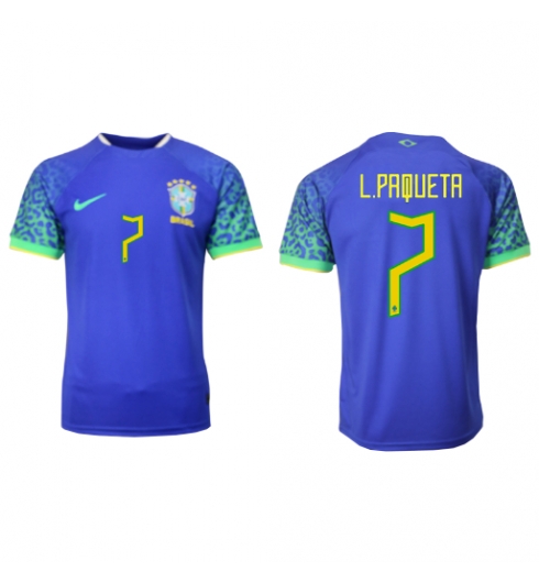 Strój piłkarski Brazylia Lucas Paqueta #7 Koszulka Wyjazdowej MŚ 2022 Krótki Rękaw
