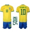 Strój piłkarski Brazylia Neymar Jr #10 Koszulka Podstawowej dziecięce MŚ 2022 Krótki Rękaw (+ Krótkie spodenki)