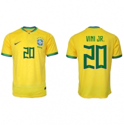 Strój piłkarski Brazylia Vinicius Junior #20 Koszulka Podstawowej MŚ 2022 Krótki Rękaw