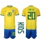 Strój piłkarski Brazylia Vinicius Junior #20 Koszulka Podstawowej dziecięce MŚ 2022 Krótki Rękaw (+ Krótkie spodenki)