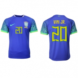 Strój piłkarski Brazylia Vinicius Junior #20 Koszulka Wyjazdowej MŚ 2022 Krótki Rękaw