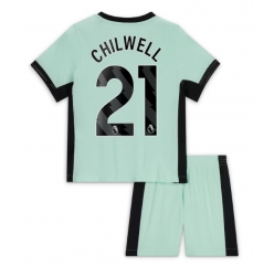 Strój piłkarski Chelsea Ben Chilwell #21 Koszulka Trzeciej dziecięce 2023-24 Krótki Rękaw (+ Krótkie spodenki)