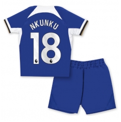 Strój piłkarski Chelsea Christopher Nkunku #18 Koszulka Podstawowej dziecięce 2023-24 Krótki Rękaw (+ Krótkie spodenki)