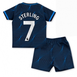 Strój piłkarski Chelsea Raheem Sterling #7 Koszulka Wyjazdowej dziecięce 2023-24 Krótki Rękaw (+ Krótkie spodenki)