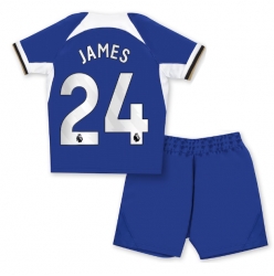 Strój piłkarski Chelsea Reece James #24 Koszulka Podstawowej dziecięce 2023-24 Krótki Rękaw (+ Krótkie spodenki)