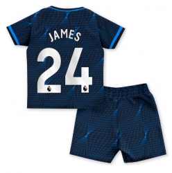 Strój piłkarski Chelsea Reece James #24 Koszulka Wyjazdowej dziecięce 2023-24 Krótki Rękaw (+ Krótkie spodenki)