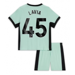 Strój piłkarski Chelsea Romeo Lavia #45 Koszulka Trzeciej dziecięce 2023-24 Krótki Rękaw (+ Krótkie spodenki)