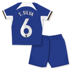 Strój piłkarski Chelsea Thiago Silva #6 Koszulka Podstawowej dziecięce 2023-24 Krótki Rękaw (+ Krótkie spodenki)
