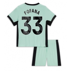 Strój piłkarski Chelsea Wesley Fofana #33 Koszulka Trzeciej dziecięce 2023-24 Krótki Rękaw (+ Krótkie spodenki)
