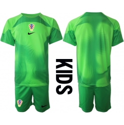 Strój piłkarski Chorwacja Bramkarskie Koszulka Podstawowej dziecięce MŚ 2022 Krótki Rękaw (+ Krótkie spodenki)