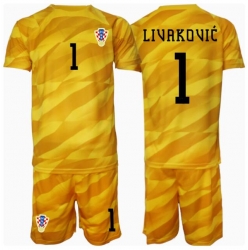 Strój piłkarski Chorwacja Dominik Livakovic #1 Bramkarskie Koszulka Podstawowej dziecięce ME 2024 Krótki Rękaw (+ Krótkie spodenki)