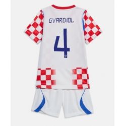 Strój piłkarski Chorwacja Josko Gvardiol #4 Koszulka Podstawowej dziecięce MŚ 2026 Krótki Rękaw (+ Krótkie spodenki)