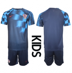 Strój piłkarski Chorwacja Koszulka Wyjazdowej dziecięce MŚ 2022 Krótki Rękaw (+ Krótkie spodenki)