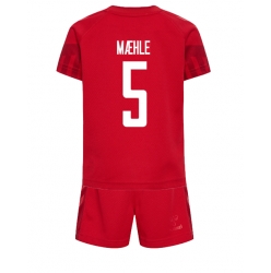 Strój piłkarski Dania Joakim Maehle #5 Koszulka Podstawowej dziecięce MŚ 2022 Krótki Rękaw (+ Krótkie spodenki)