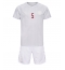 Strój piłkarski Dania Joakim Maehle #5 Koszulka Wyjazdowej dziecięce MŚ 2022 Krótki Rękaw (+ Krótkie spodenki)