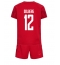 Strój piłkarski Dania Kasper Dolberg #12 Koszulka Podstawowej dziecięce MŚ 2022 Krótki Rękaw (+ Krótkie spodenki)