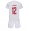 Strój piłkarski Dania Kasper Dolberg #12 Koszulka Wyjazdowej dziecięce MŚ 2022 Krótki Rękaw (+ Krótkie spodenki)