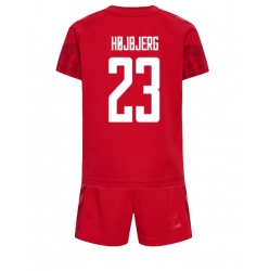 Strój piłkarski Dania Pierre-Emile Hojbjerg #23 Koszulka Podstawowej dziecięce MŚ 2022 Krótki Rękaw (+ Krótkie spodenki)