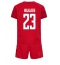 Strój piłkarski Dania Pierre-Emile Hojbjerg #23 Koszulka Podstawowej dziecięce MŚ 2022 Krótki Rękaw (+ Krótkie spodenki)