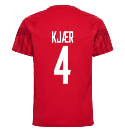 Strój piłkarski Dania Simon Kjaer #4 Koszulka Podstawowej MŚ 2022 Krótki Rękaw