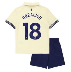 Strój piłkarski Everton Jack Grealish #18 Koszulka Wyjazdowej dziecięce 2025-26 Krótki Rękaw (+ Krótkie spodenki)