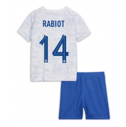 Strój piłkarski Francja Adrien Rabiot #14 Koszulka Wyjazdowej dziecięce MŚ 2022 Krótki Rękaw (+ Krótkie spodenki)