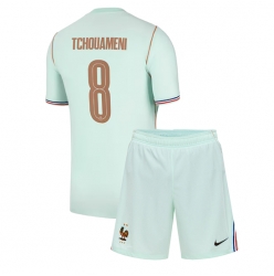 Strój piłkarski Francja Aurelien Tchouameni #8 Koszulka Wyjazdowej dziecięce MŚ 2026 Krótki Rękaw (+ Krótkie spodenki)