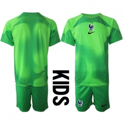 Strój piłkarski Francja Bramkarskie Koszulka Wyjazdowej dziecięce MŚ 2022 Krótki Rękaw (+ Krótkie spodenki)