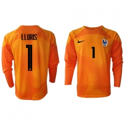 Strój piłkarski Francja Hugo Lloris #1 Bramkarskie Koszulka Podstawowej MŚ 2022 Długi Rękaw