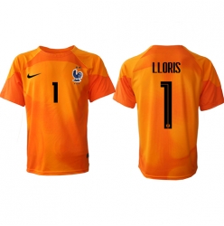 Strój piłkarski Francja Hugo Lloris #1 Bramkarskie Koszulka Podstawowej MŚ 2022 Krótki Rękaw