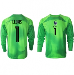 Strój piłkarski Francja Hugo Lloris #1 Bramkarskie Koszulka Wyjazdowej MŚ 2022 Długi Rękaw