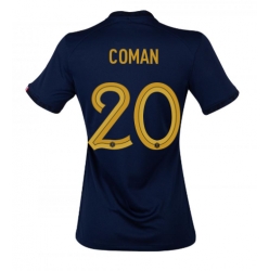 Strój piłkarski Francja Kingsley Coman #20 Koszulka Podstawowej damskie MŚ 2022 Krótki Rękaw