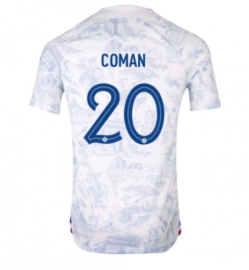 Strój piłkarski Francja Kingsley Coman #20 Koszulka Wyjazdowej MŚ 2022 Krótki Rękaw