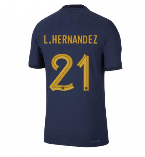 Strój piłkarski Francja Lucas Hernandez #21 Koszulka Podstawowej MŚ 2022 Krótki Rękaw