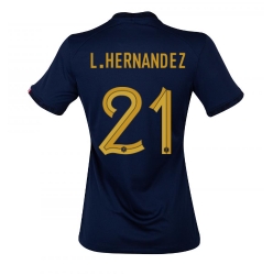 Strój piłkarski Francja Lucas Hernandez #21 Koszulka Podstawowej damskie MŚ 2022 Krótki Rękaw