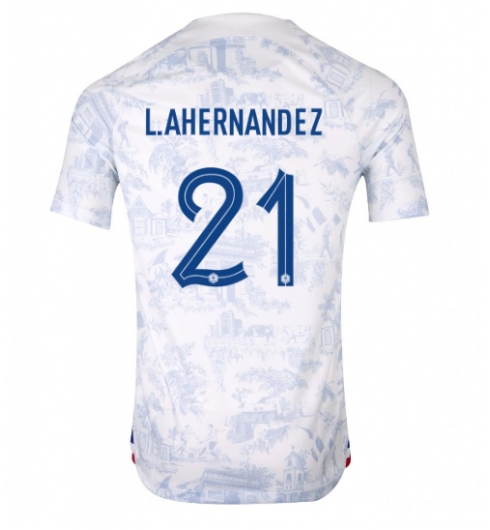 Strój piłkarski Francja Lucas Hernandez #21 Koszulka Wyjazdowej MŚ 2022 Krótki Rękaw