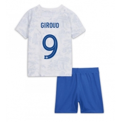 Strój piłkarski Francja Olivier Giroud #9 Koszulka Wyjazdowej dziecięce MŚ 2022 Krótki Rękaw (+ Krótkie spodenki)