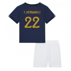 Strój piłkarski Francja Theo Hernandez #22 Koszulka Podstawowej dziecięce MŚ 2022 Krótki Rękaw (+ Krótkie spodenki)