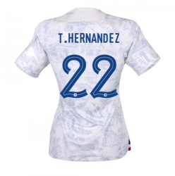 Strój piłkarski Francja Theo Hernandez #22 Koszulka Wyjazdowej damskie MŚ 2022 Krótki Rękaw