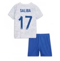Strój piłkarski Francja William Saliba #17 Koszulka Wyjazdowej dziecięce MŚ 2022 Krótki Rękaw (+ Krótkie spodenki)