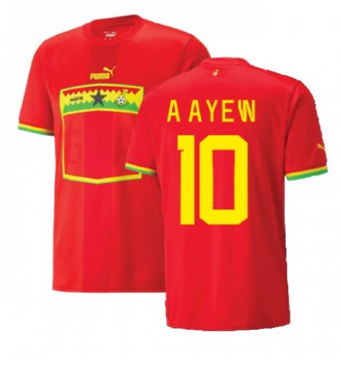 Strój piłkarski Ghana Andre Ayew #10 Koszulka Wyjazdowej MŚ 2022 Krótki Rękaw